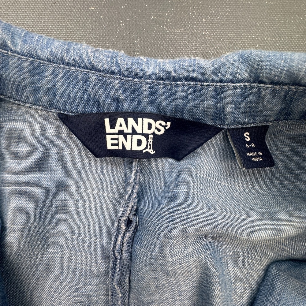 Lands' End Blazer Women's Small Chambray Denim Linen Look Casual Work Jacket - Picture 2 of 10